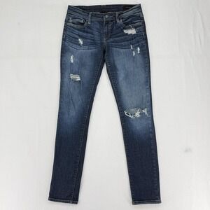 Y2K Genetic Denim The Shane Skinny Jeans Womens‎ 28 Blue Medium Wash Distressed